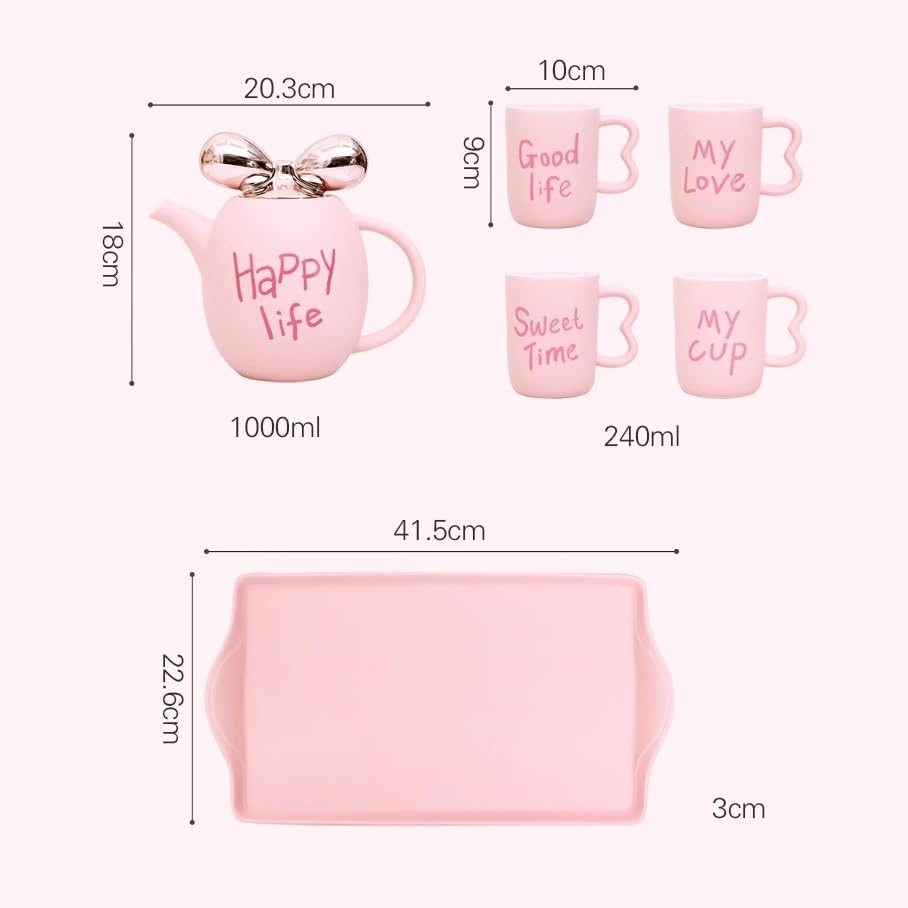 Ceramic Coffee Mug Set with Heart Design