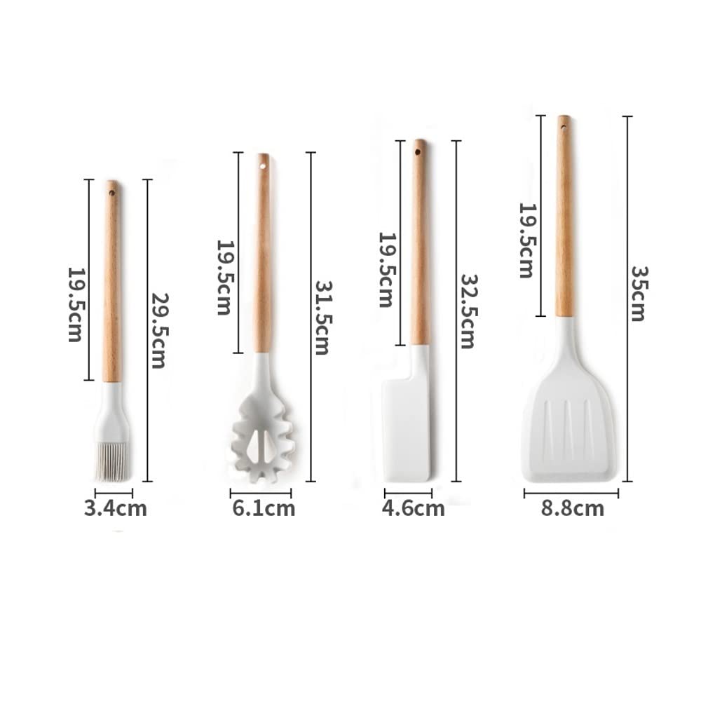10-Piece Silicone Kitchen Utensil Set with Wooden Handles