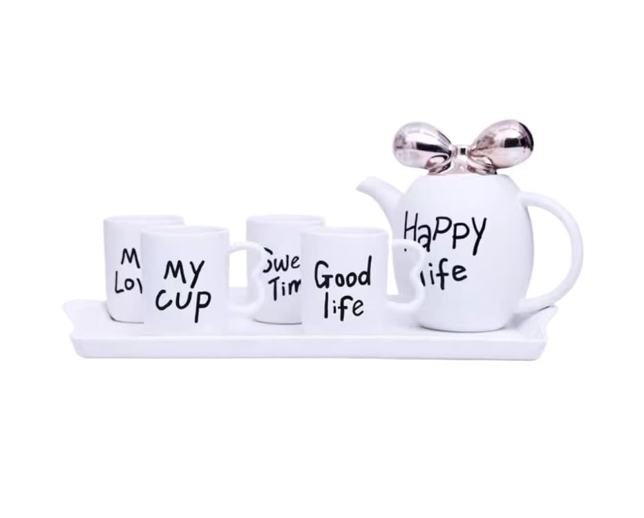 Ceramic Coffee Mug Set with Heart Design