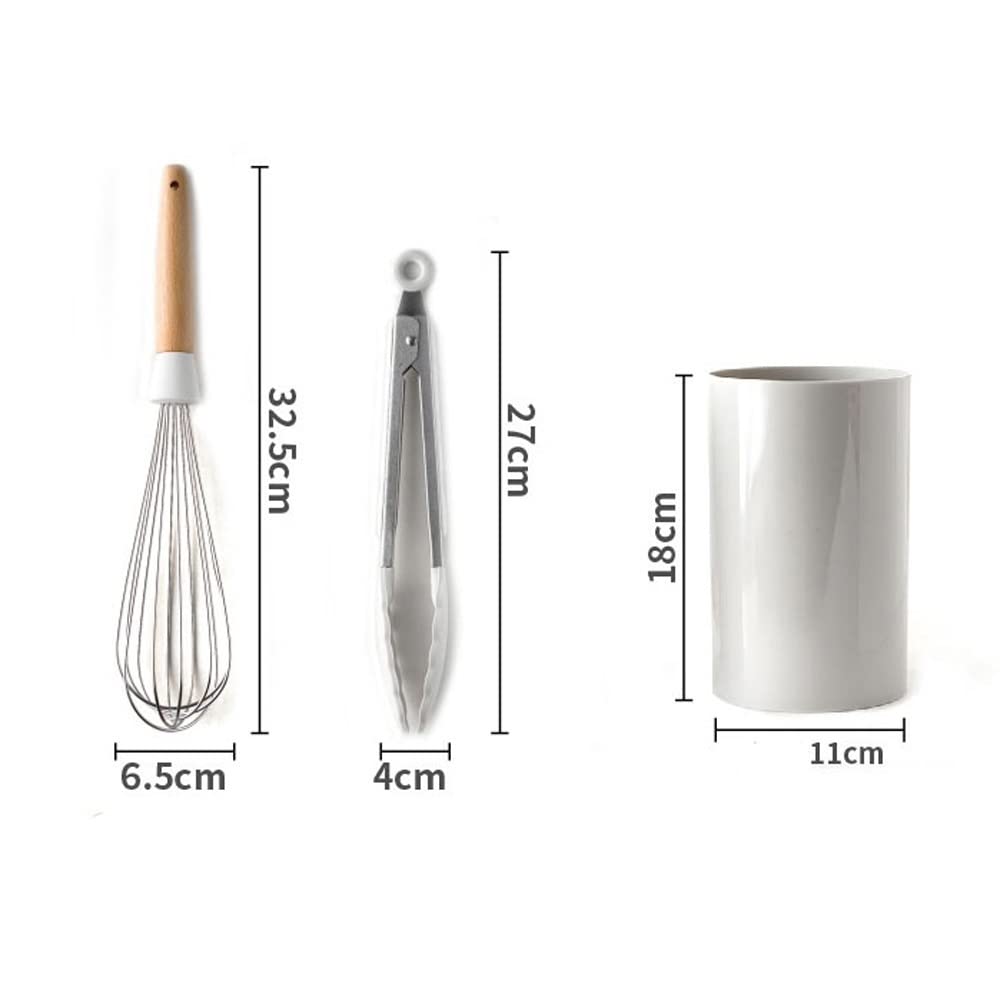 10-Piece Silicone Kitchen Utensil Set with Wooden Handles