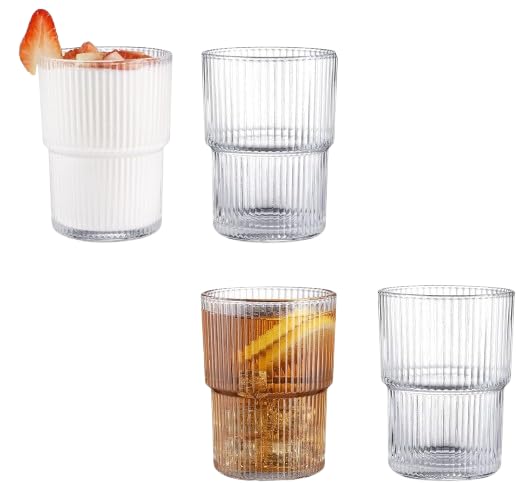 6-Piece Vintage Ribbed Drinking Glass Set (15 oz)