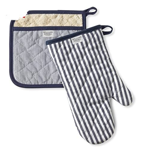 Williams-Sonoma Bay Stripe Oven Mitt & Potholder Set, Navy Blue
