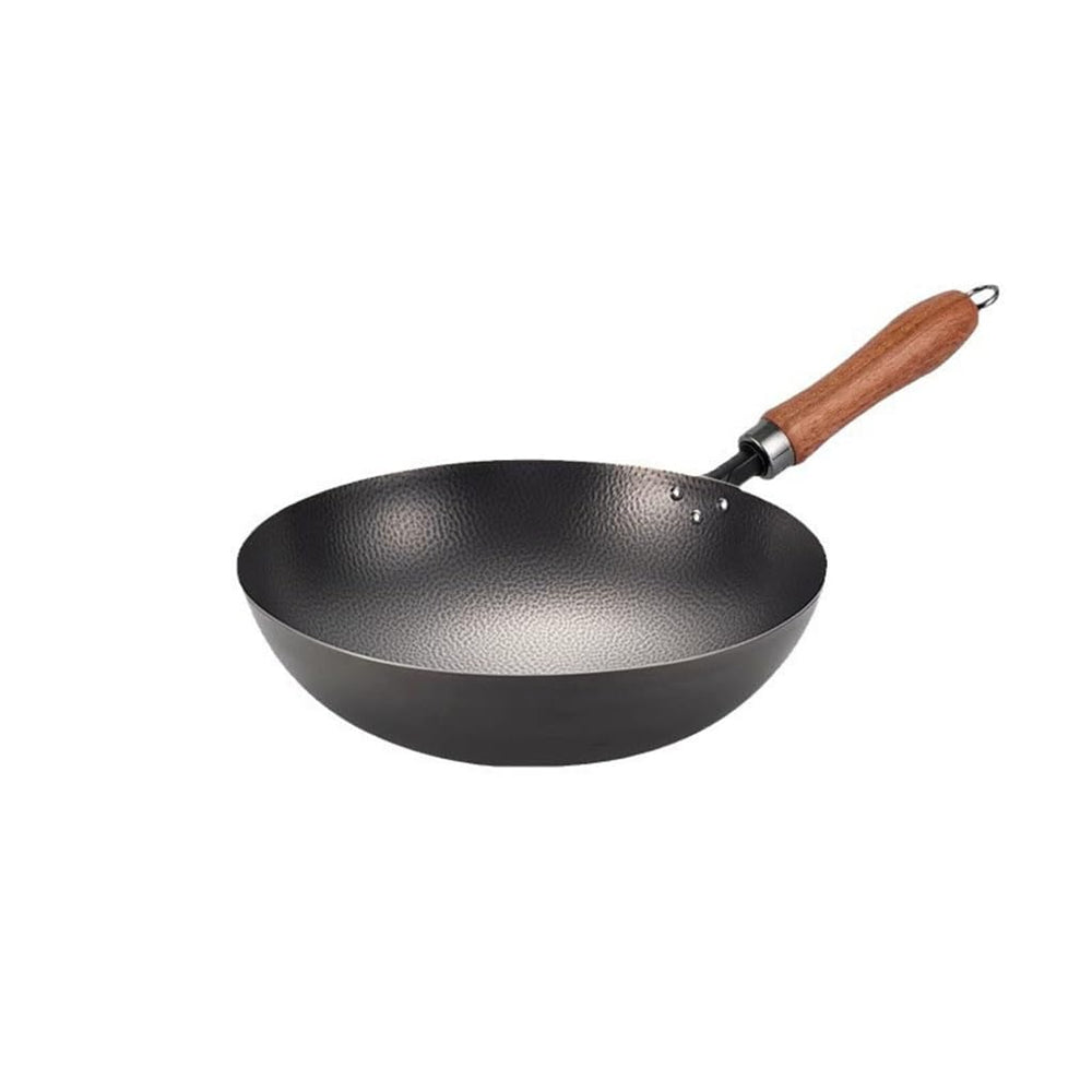 Uncoated Non-rusting Hammered Round Bottom Pan Non-stick Household Frying