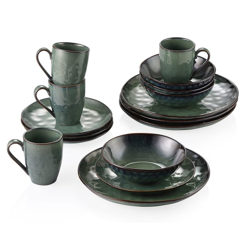 16-Piece Stoneware Dinnerware Set with Plates, Bowls and Cups