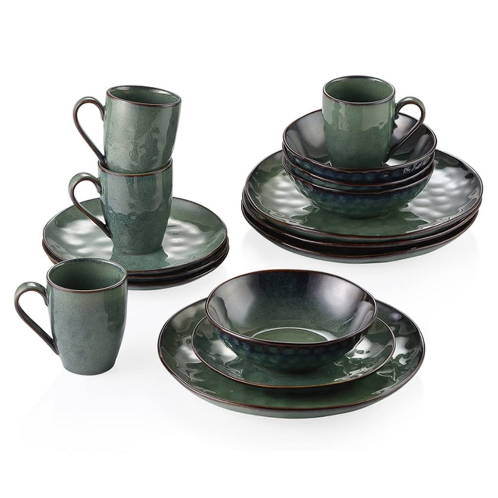 16-Piece Stoneware Dinnerware Set with Plates, Bowls and Cups