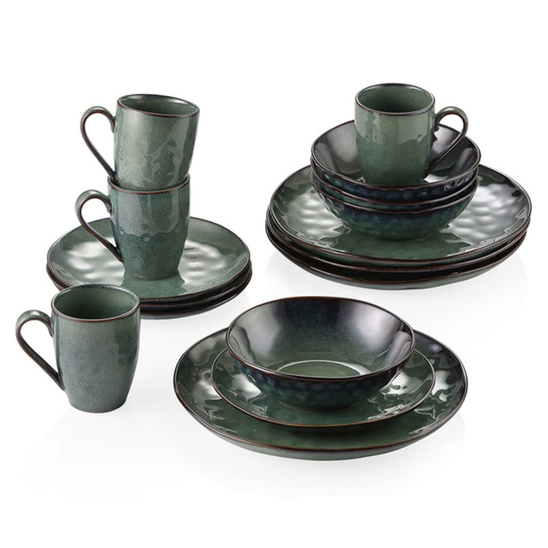 16-Piece Stoneware Dinnerware Set with Plates, Bowls and Cups