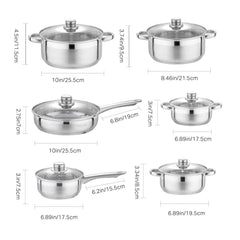 12-Piece Stainless Steel Cookware Set with Glass Lids