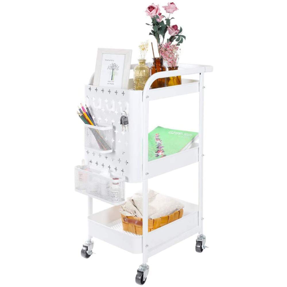 3-Tier Metal Rolling Utility Cart with Locking Wheels