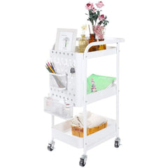 3-Tier Metal Rolling Utility Cart with Locking Wheels