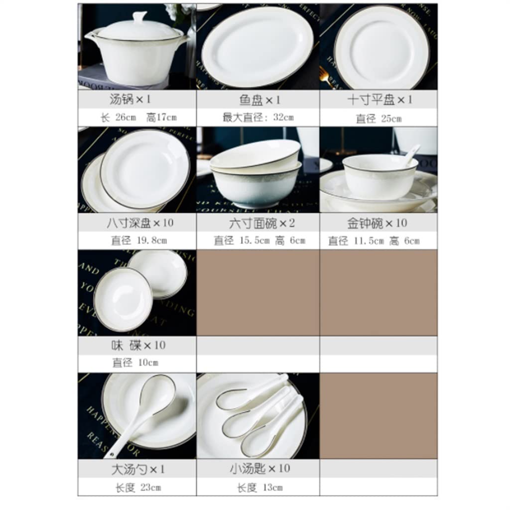ZUIAI European Kitchenware Ceramic Tableware Set 56 Piece Tableware Dish Set