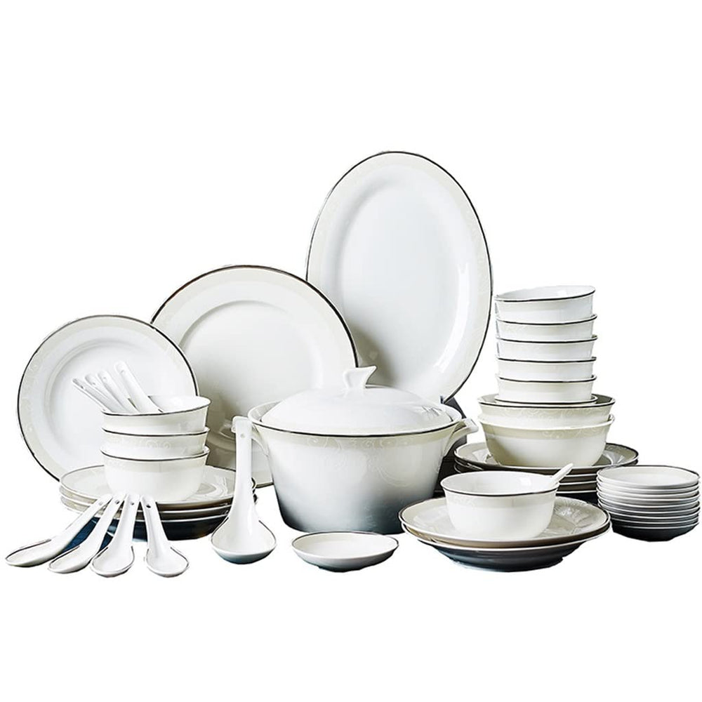 ZUIAI European Kitchenware Ceramic Tableware Set 56 Piece Tableware Dish Set