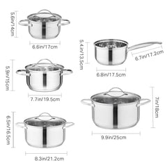 9-Piece Stainless Steel Cookware Set with Glass Lids