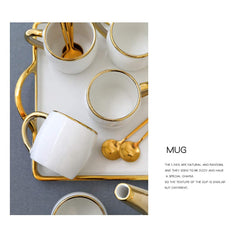 6-Piece Bone China Coffee Cup and Saucer Set with Spoons