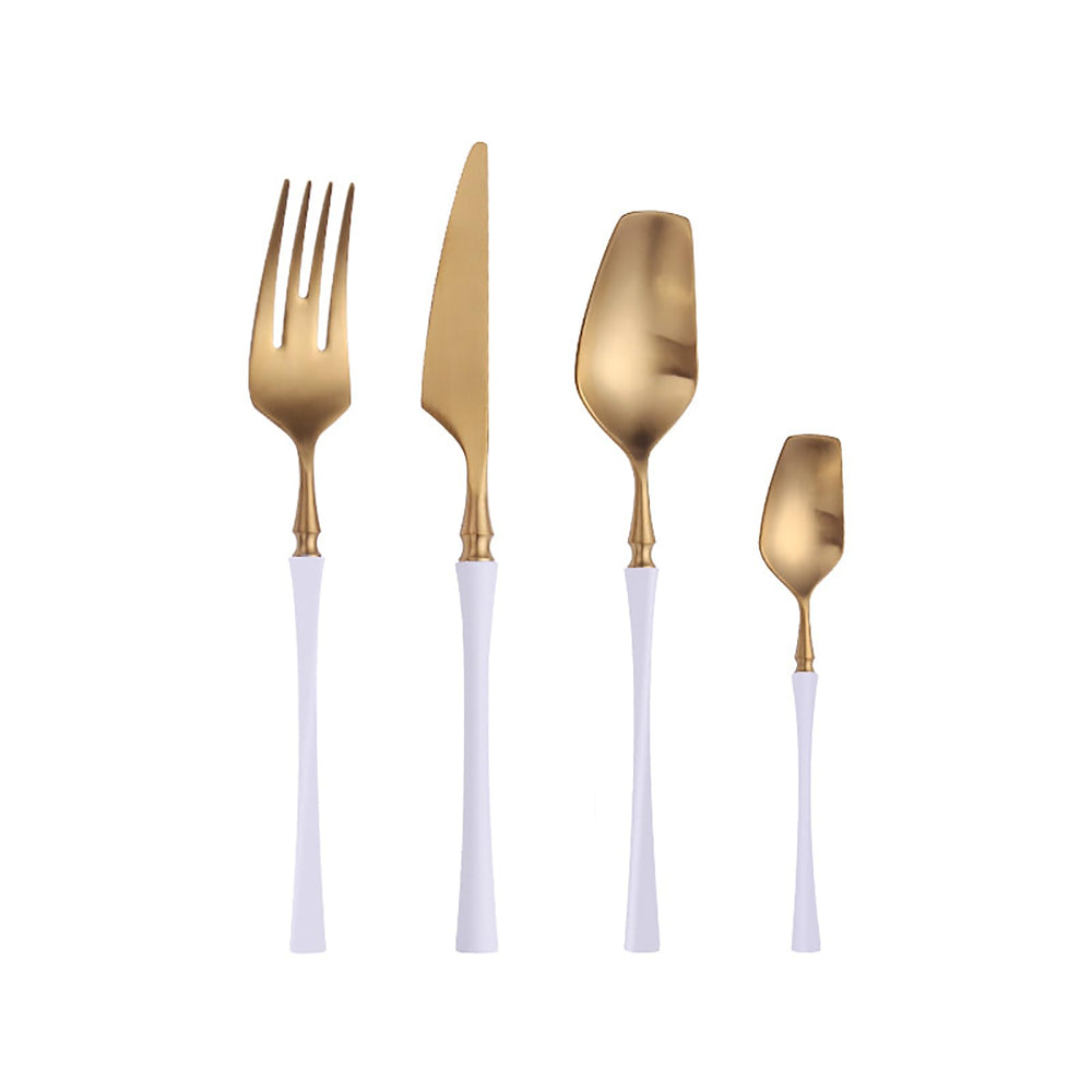 24-Piece White Stainless Steel Flatware Set for 6