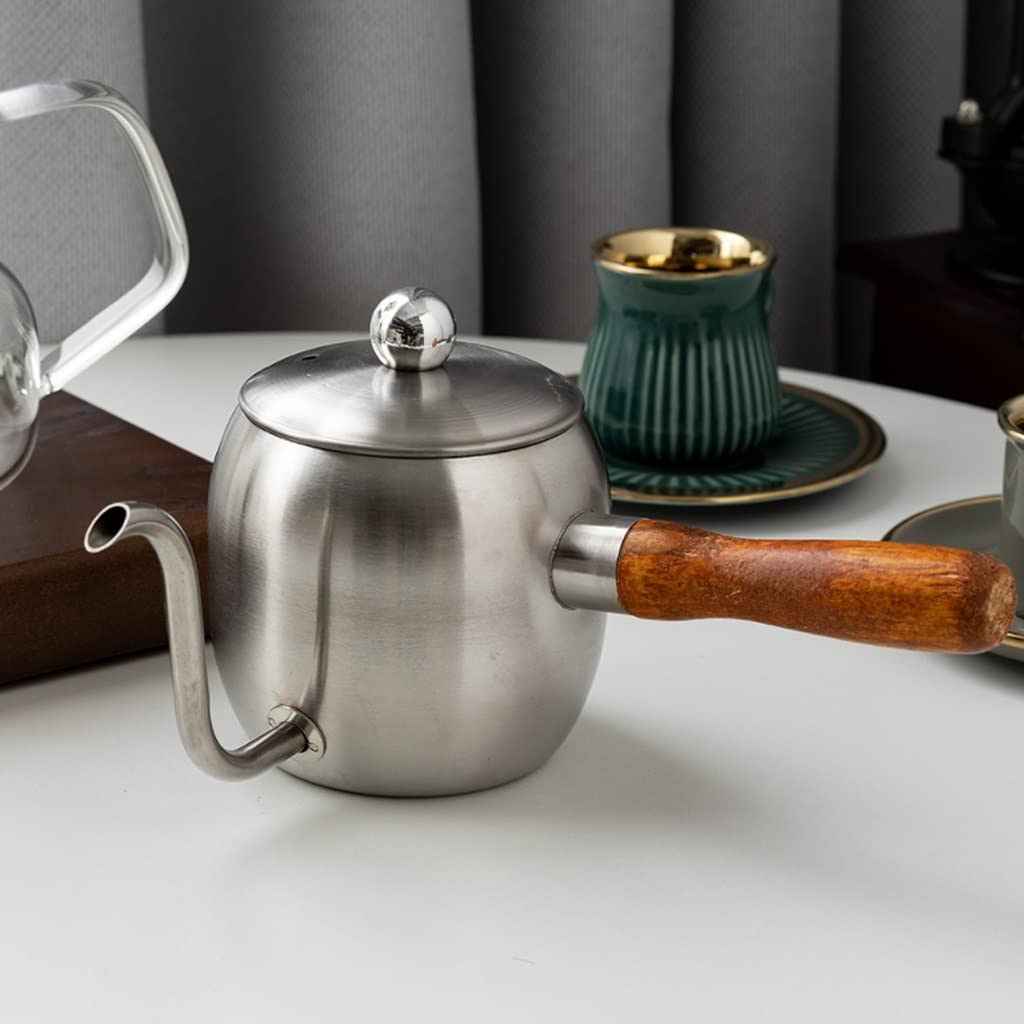 Stainless Steel Gooseneck Stovetop Coffee Kettle with Wooden Handle