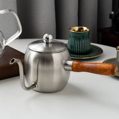 Stainless Steel Gooseneck Stovetop Coffee Kettle with Wooden Handle