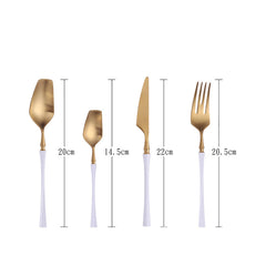 24-Piece White Stainless Steel Flatware Set for 6