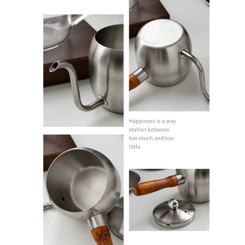 Stainless Steel Gooseneck Stovetop Coffee Kettle with Wooden Handle