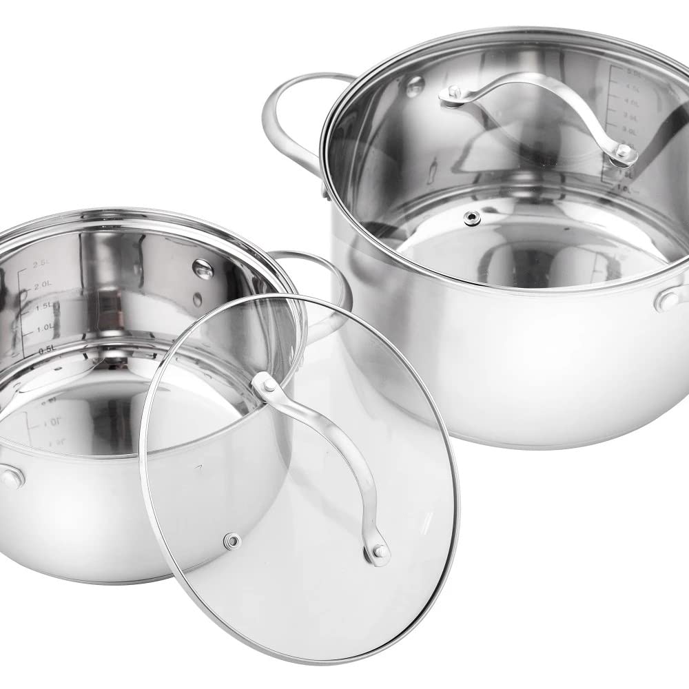 9-Piece Stainless Steel Cookware Set with Glass Lids
