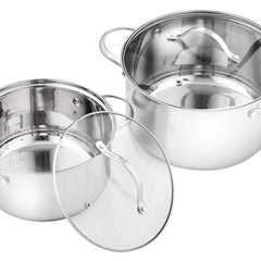 9-Piece Stainless Steel Cookware Set with Glass Lids