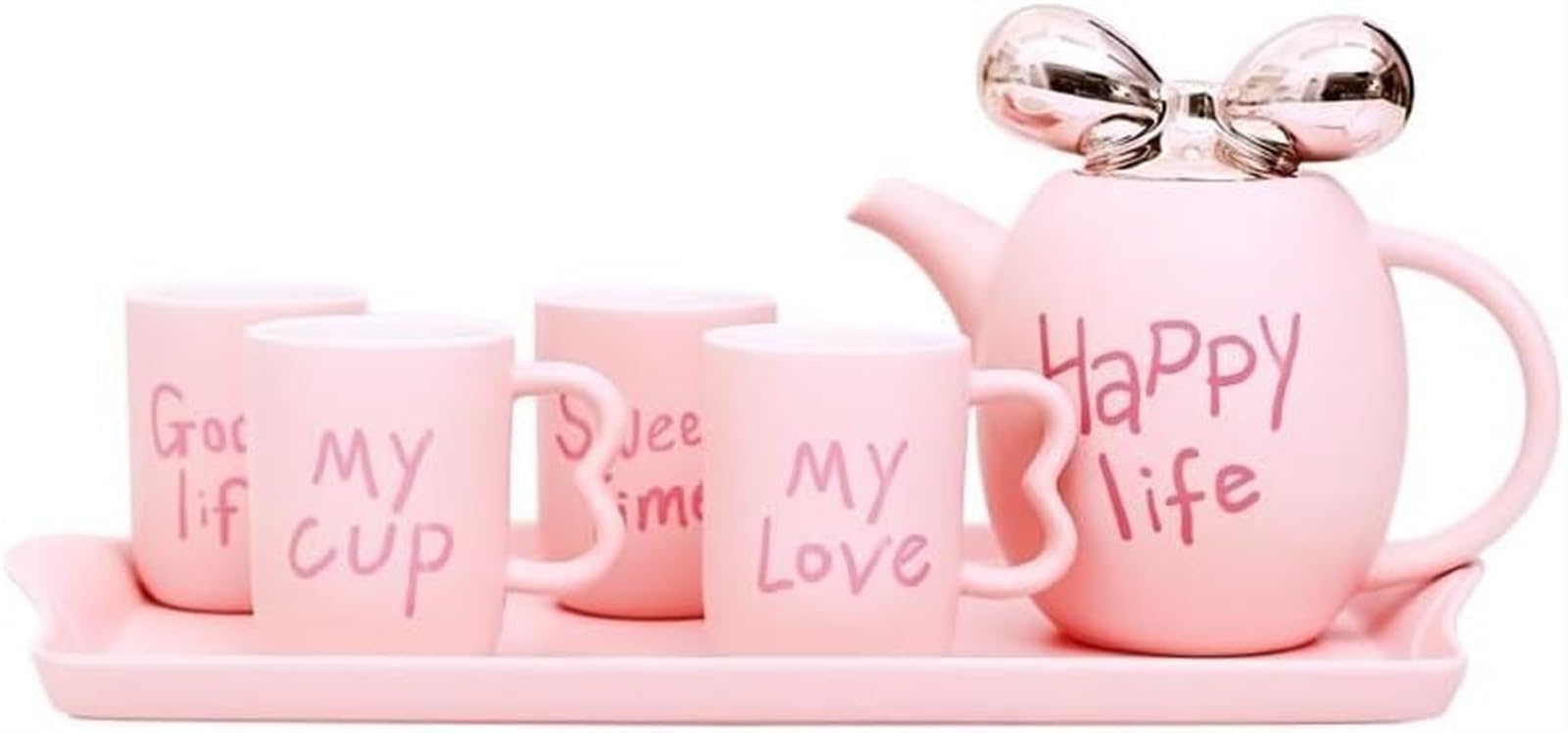 Ceramic Coffee Mug Set with Heart Design