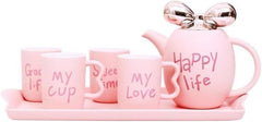 Ceramic Coffee Mug Set with Heart Design