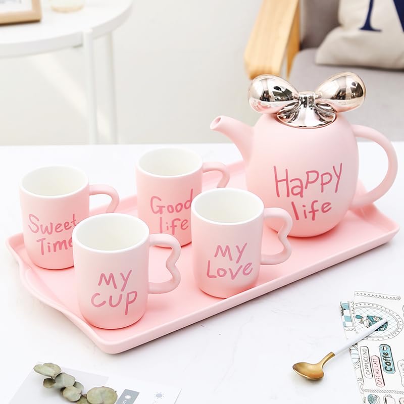 Ceramic Coffee Mug Set with Heart Design