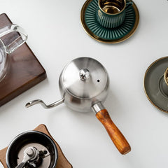 Stainless Steel Gooseneck Stovetop Coffee Kettle with Wooden Handle