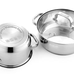 9-Piece Stainless Steel Cookware Set with Glass Lids