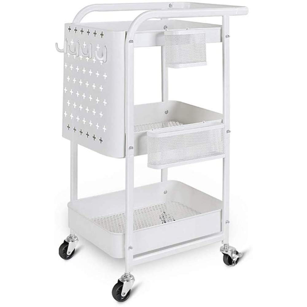 3-Tier Metal Rolling Utility Cart with Locking Wheels