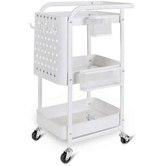 3-Tier Metal Rolling Utility Cart with Locking Wheels