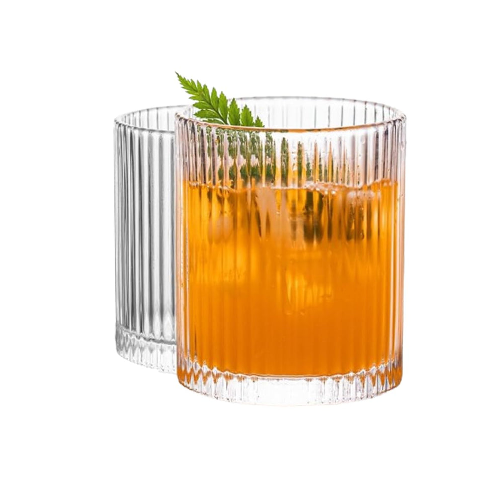 6-Piece Vintage Ribbed Glass Tumbler Set (14 oz)