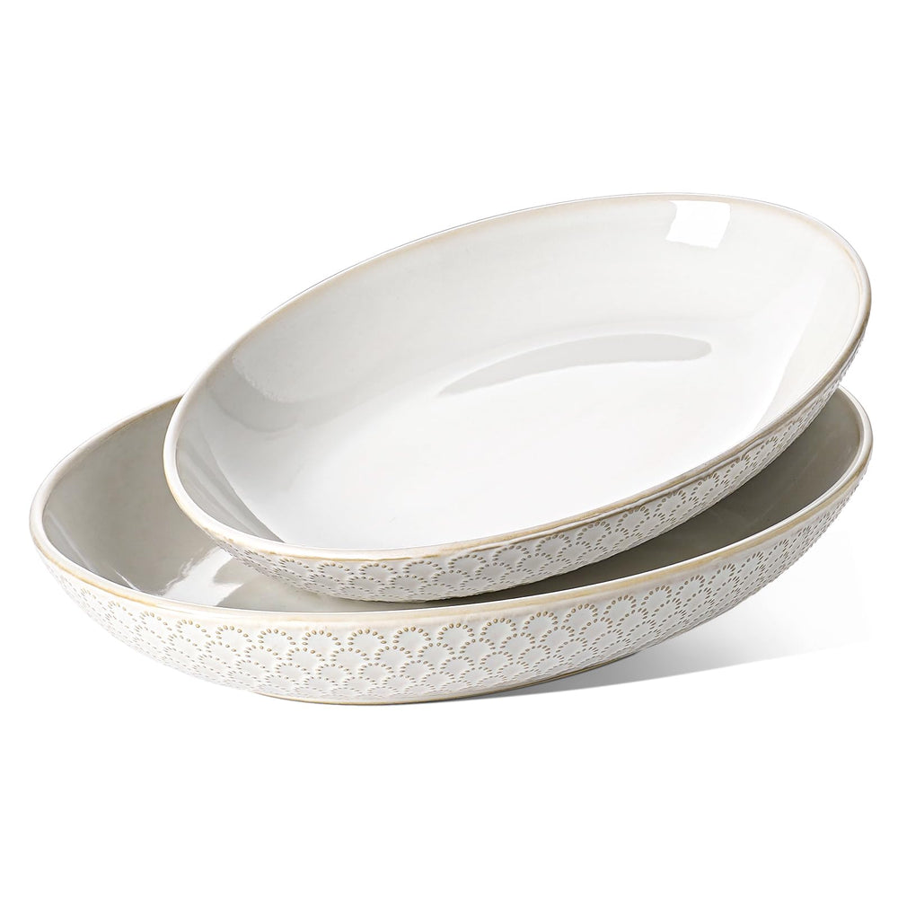 2-Piece Ceramic Oval Serving Bowl Set (11.8 & 13.7 Inch)