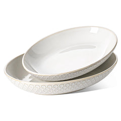 2-Piece Ceramic Oval Serving Bowl Set (11.8 & 13.7 Inch)
