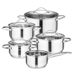 9-Piece Stainless Steel Cookware Set with Glass Lids