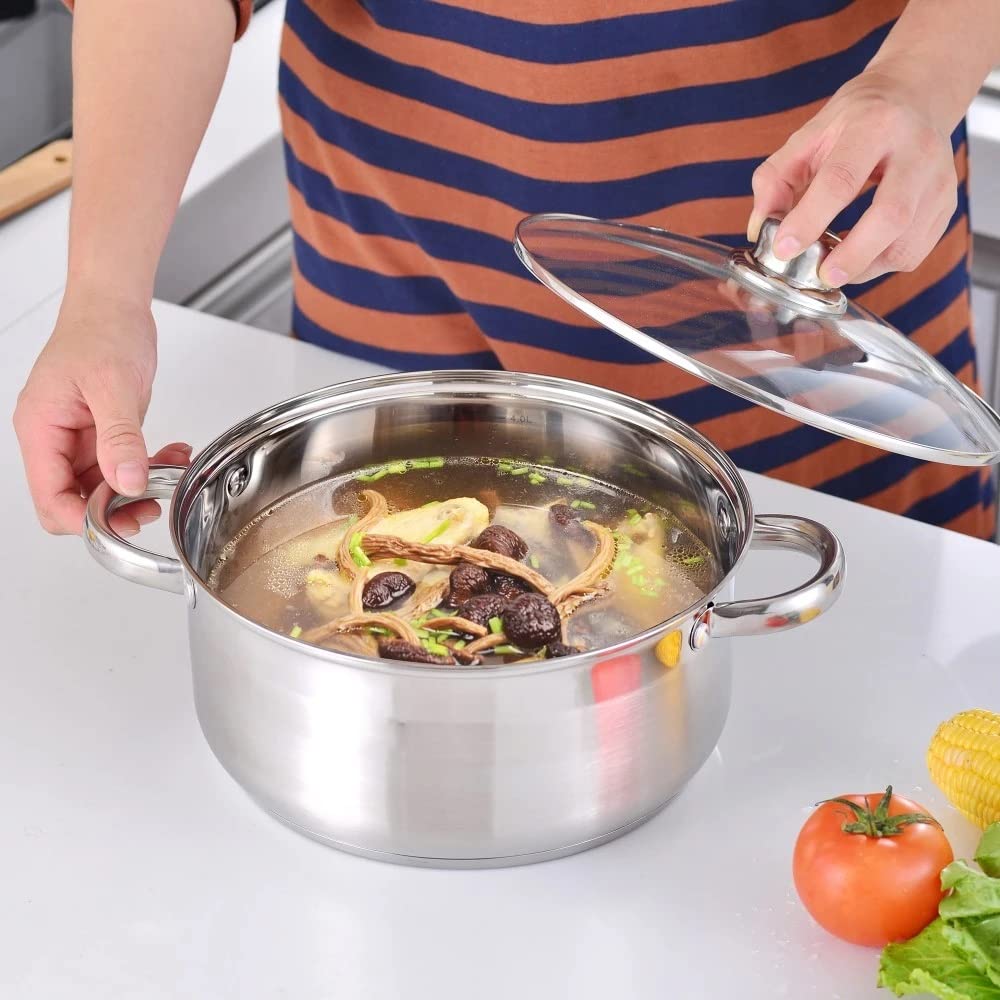 12-Piece Stainless Steel Cookware Set with Glass Lids