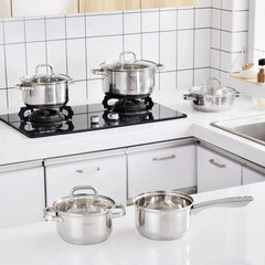 9-Piece Stainless Steel Cookware Set with Glass Lids