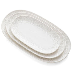 3-Piece Ceramic Oval Serving Platter Set (10/12/14 Inch)