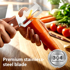 Multi-Function Vegetable Peeler with Wooden Handle