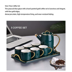 8-Piece Porcelain Coffee Cup and Saucer Set