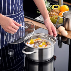 9-Piece Stainless Steel Cookware Set with Glass Lids