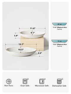 2-Piece Ceramic Oval Serving Bowl Set (11.8 & 13.7 Inch)