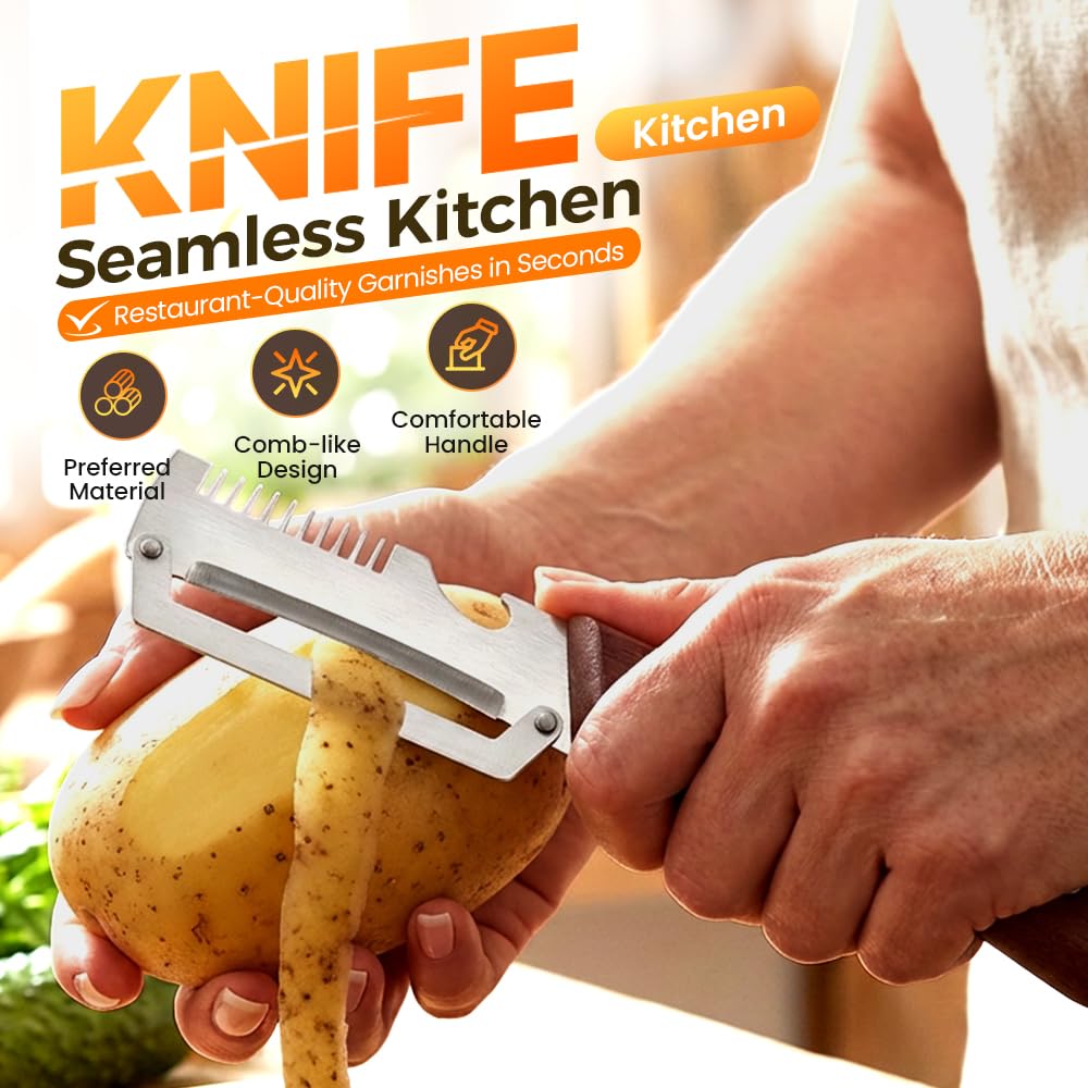 Multi-Function Vegetable Peeler with Wooden Handle