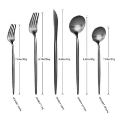 30-Piece Black Stainless Steel Flatware Set for 6