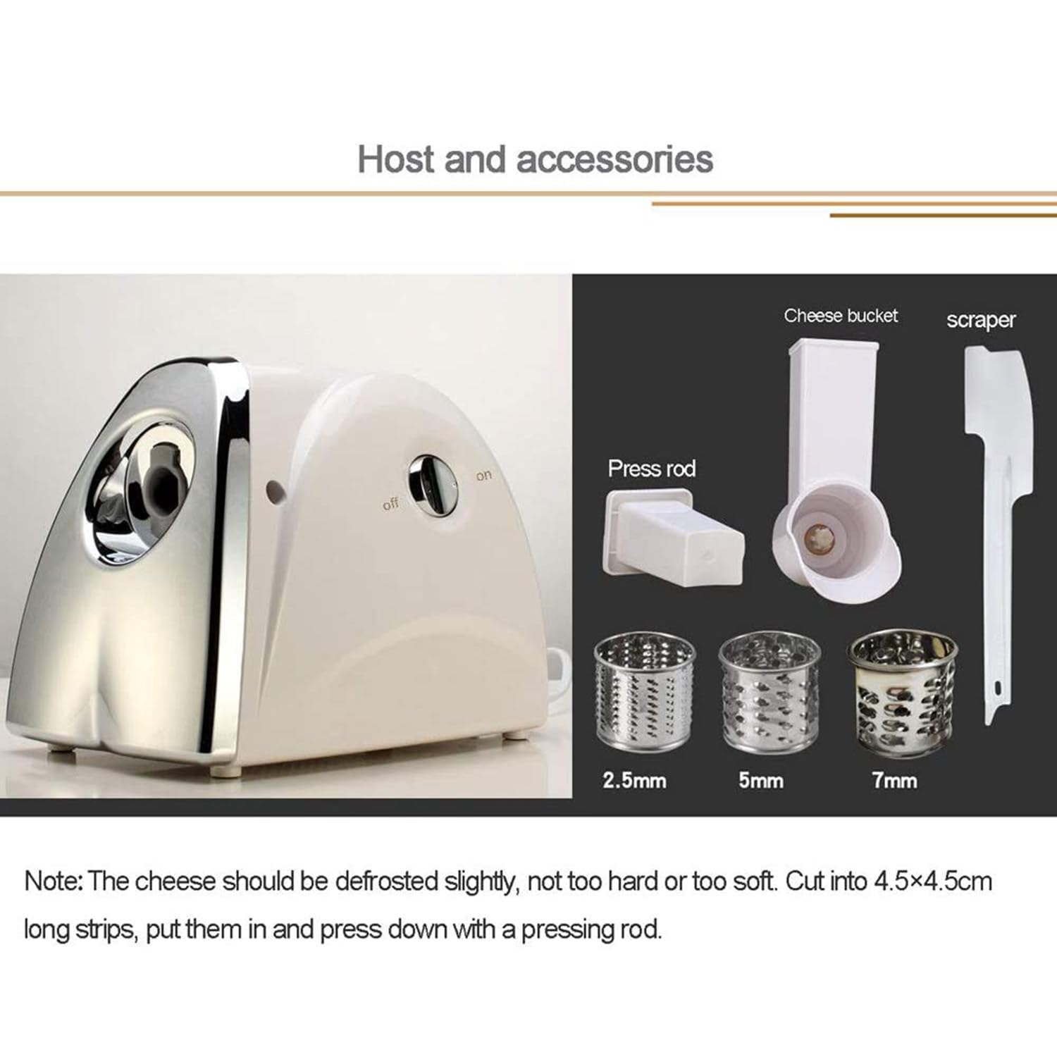 Electric Rotary Cheese Grater with 3 Stainless Steel Blades