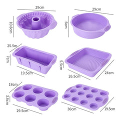 Pink Nonstick Silicone Bakeware Set Compatible For Baking Cake Pan