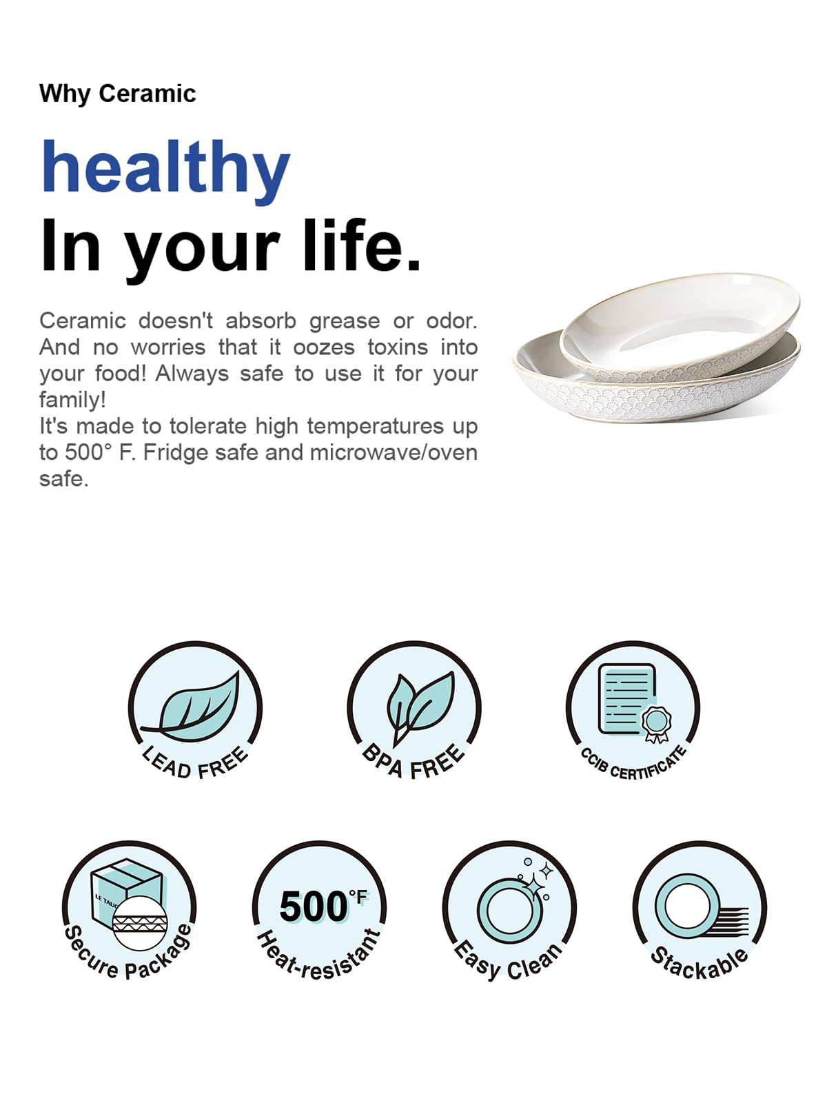 2-Piece Ceramic Oval Serving Bowl Set (11.8 & 13.7 Inch)