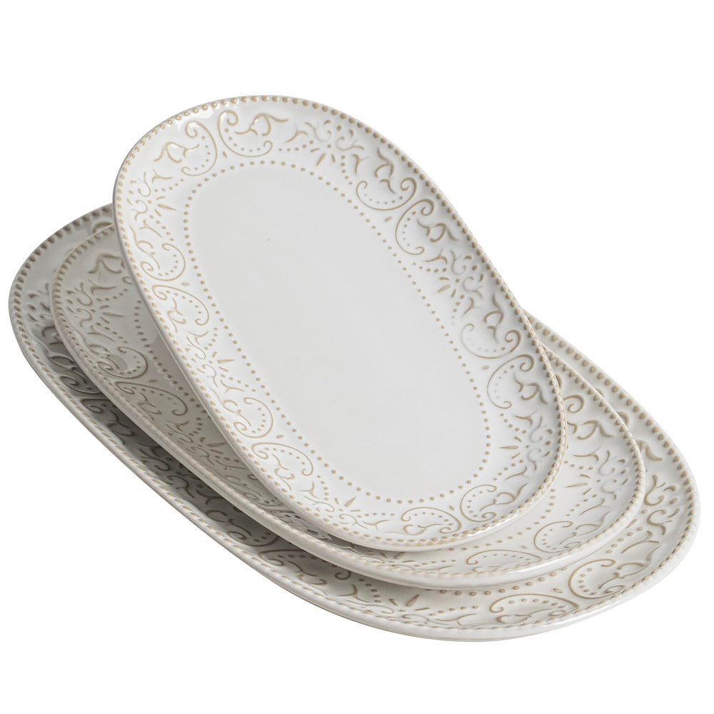 3-Piece Ceramic Oval Serving Platter Set (10/12/14 Inch)