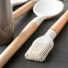 10-Piece Silicone Kitchen Utensil Set with Wooden Handles