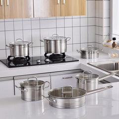 12-Piece Stainless Steel Cookware Set with Glass Lids